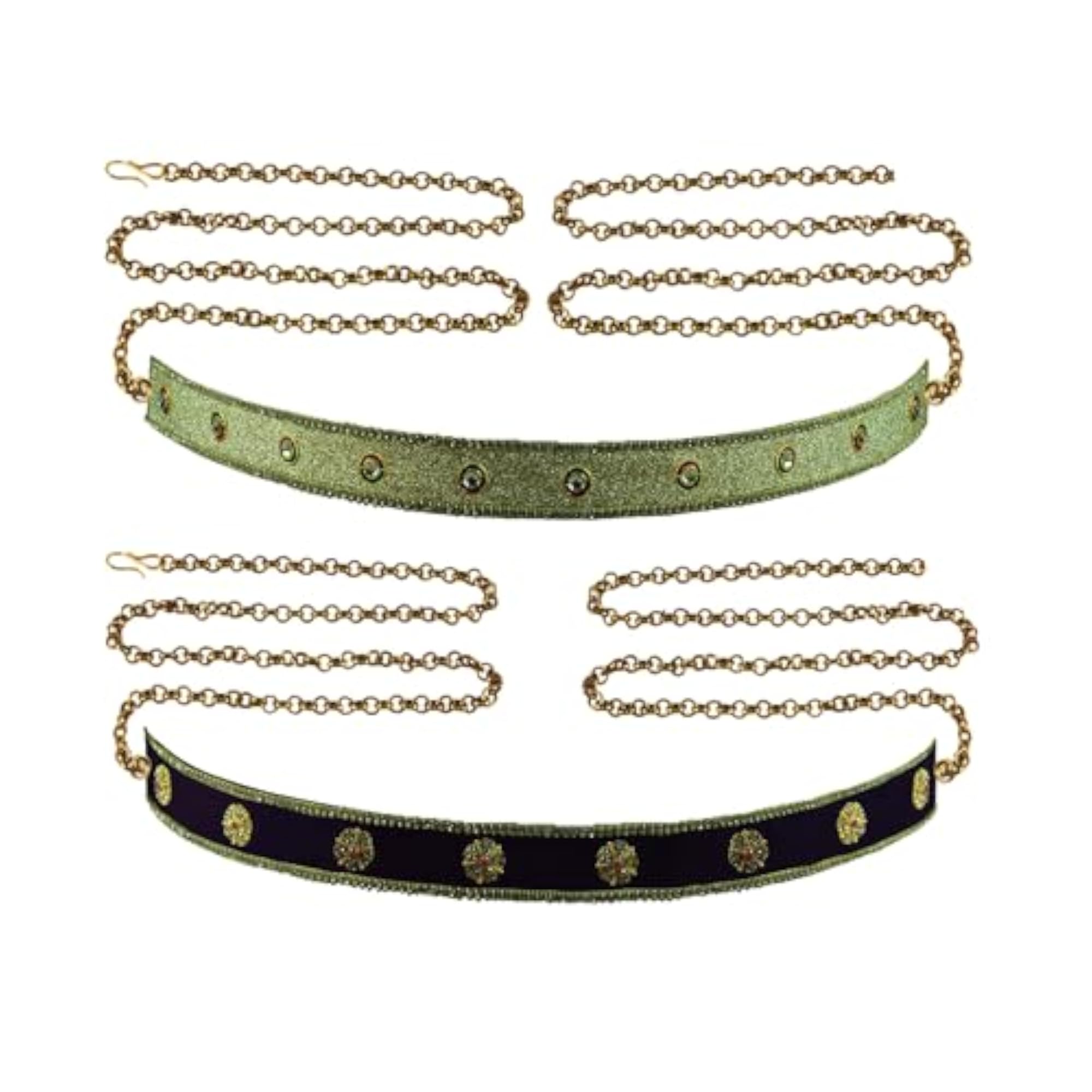 Women's Elegant Velvet Stone Stud Adjustable Waist Chain Kamarbandh